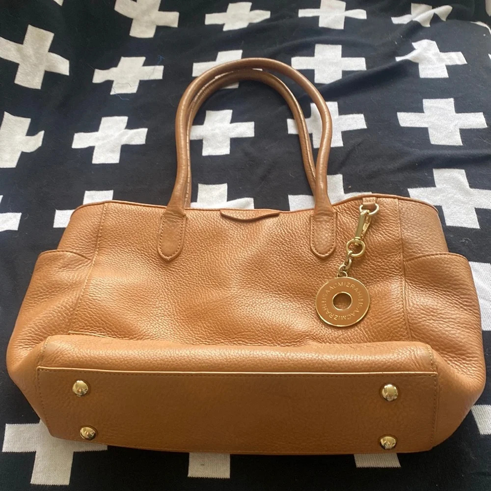 Isaac mizrah Tan pebble leather purse tote